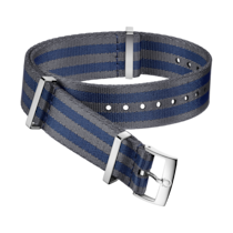 Bracelet NATO - Polyamide, gris et bleu à 5 rayures - 031CWZ007884w